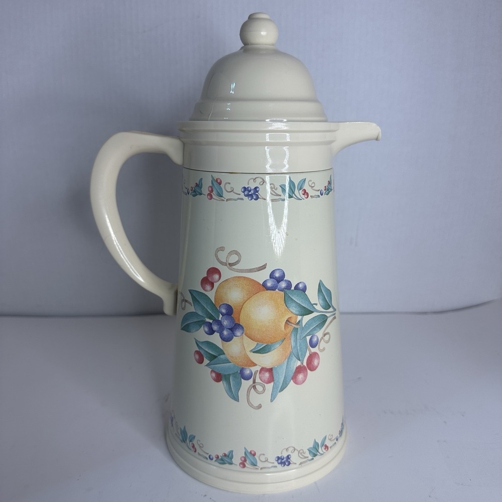 Vintage Thermos Corning Ware Abundance‎ thermal carafe Floral Beige